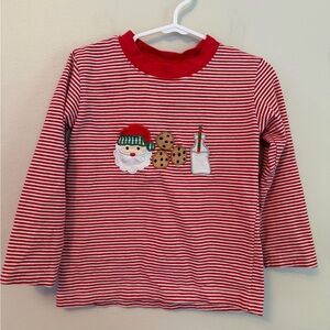 Stitchy Fish Red & White Striped Holiday Santa Top